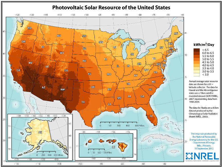 National Renewable Energy Laboratory solar map
